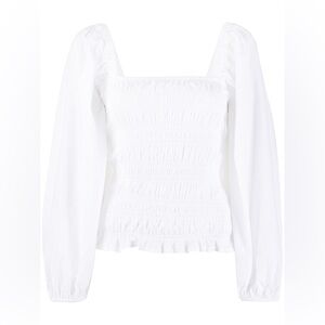 Ganni Puff Sleeve Ruched Blouse NWT
